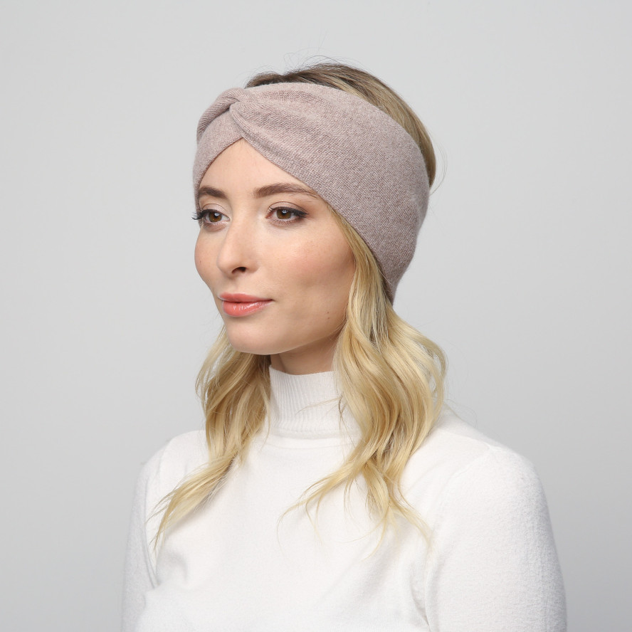 Пов'язка на голову жіноча вовна бежева ДЖИНЕТ 644-671, фото 3