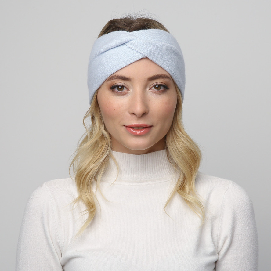 Повязка на голову женская шерсть голубая ДЖИНЕТ 647-931, фото 4