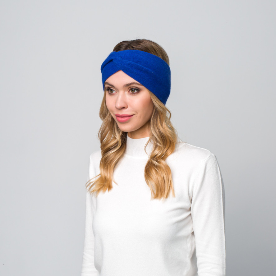 Пов'язка на голову жіноча вовна синя ДЖИНЕТ 659-415, фото 3