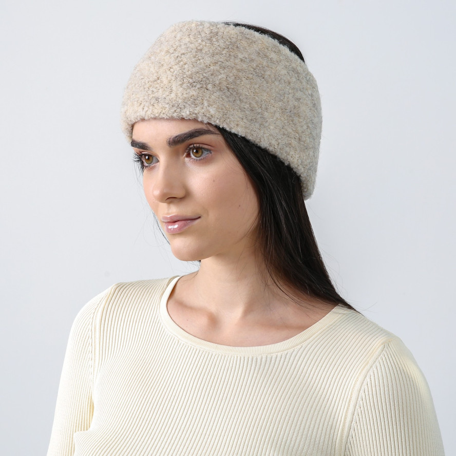 Пов'язка на голову жіноча вовна бежева ЛІСАН 570-252, фото 3