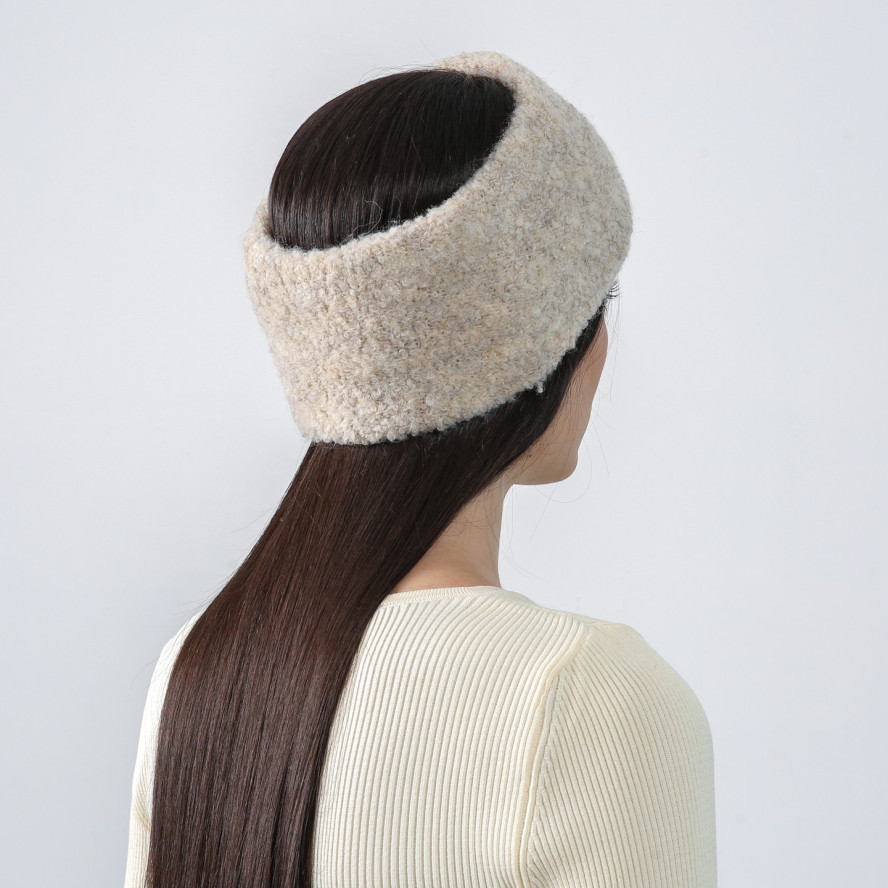 Пов'язка на голову жіноча вовна бежева ЛІСАН 570-252, фото 4