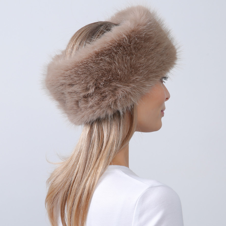 Пов'язка на голову жіноча штучне хутро песець коричнева КРІСТЕН 675-995, фото 4