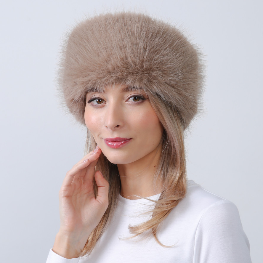 Пов'язка на голову жіноча штучне хутро песець коричнева КРІСТЕН 675-995, фото 3