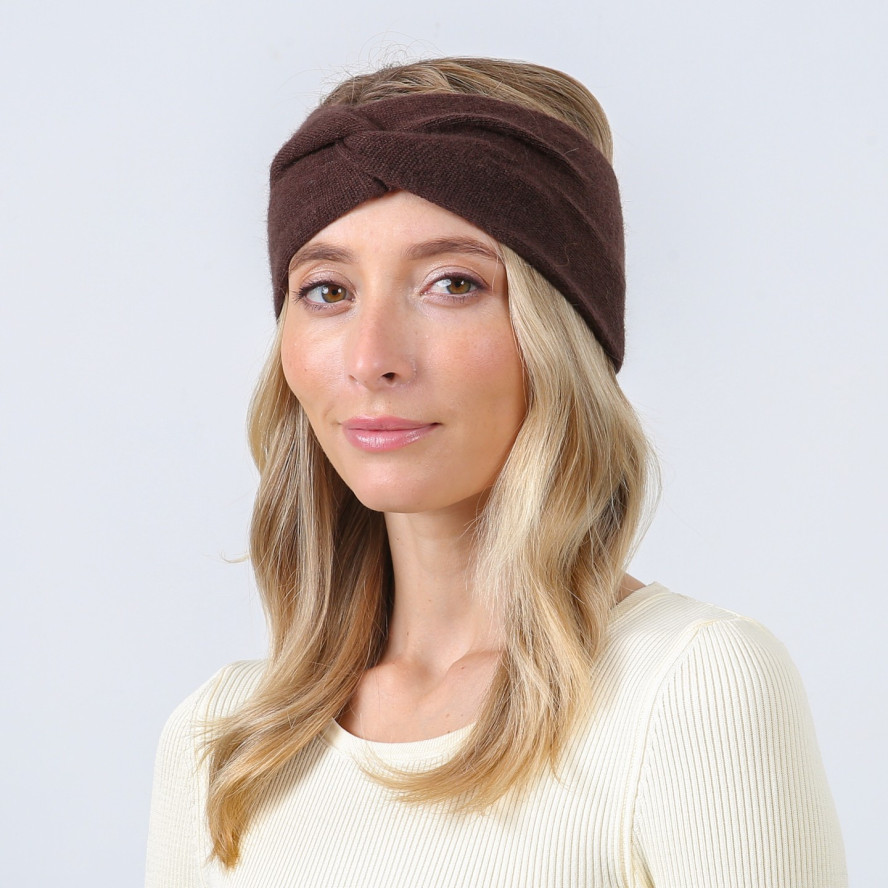 Пов'язка на голову жіноча вовна коричнева ДЖИНЕТ 722-569, фото 3