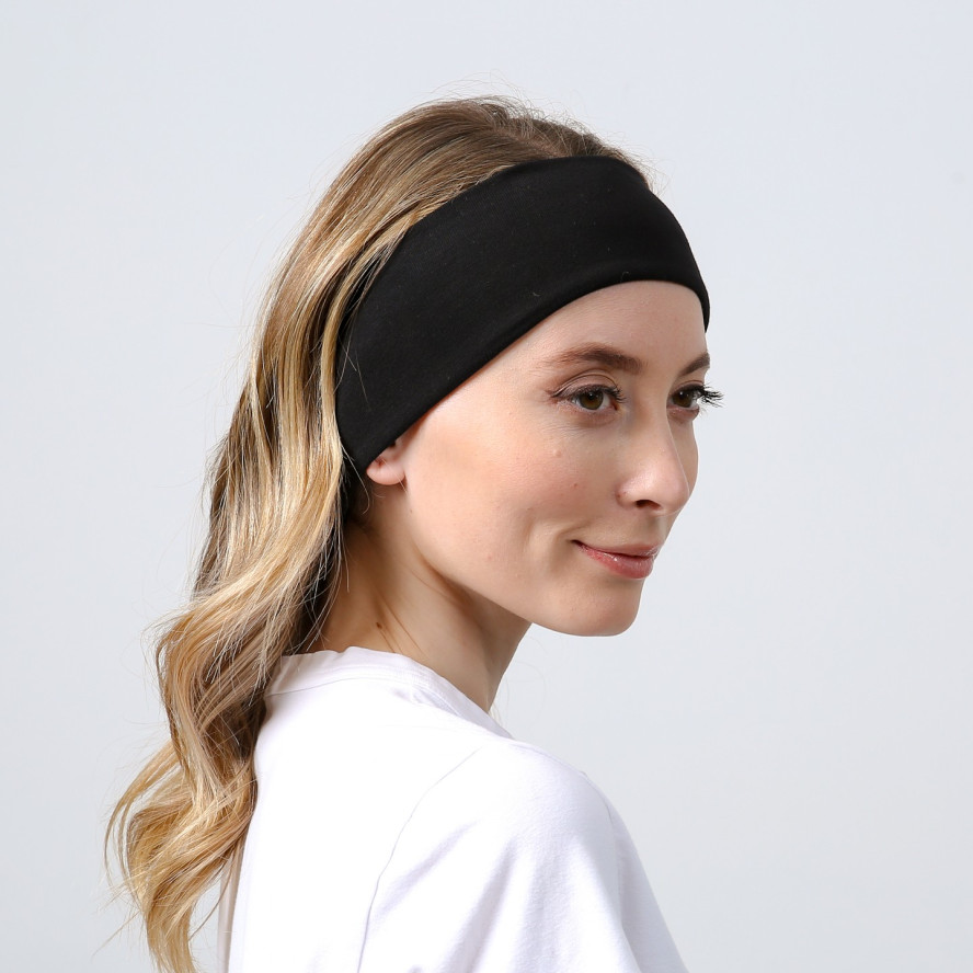 Пов'язка на голову жіноча бавовна чорна АЙРІН 741-553, фото 3