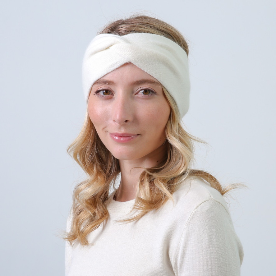 Пов'язка на голову жіноча вовна біла ДЖИНЕТ 843-592, фото 3