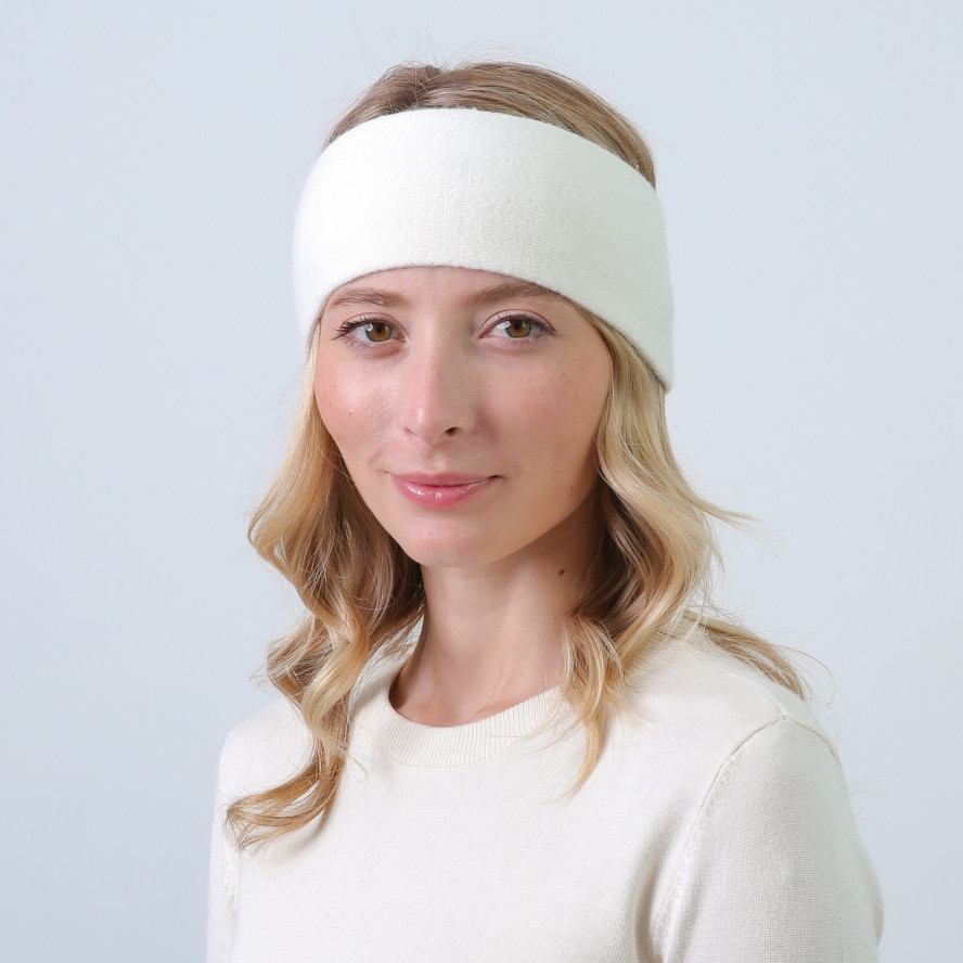 Пов'язка на голову жіноча вовна біла ФЛО 863-699, фото 3