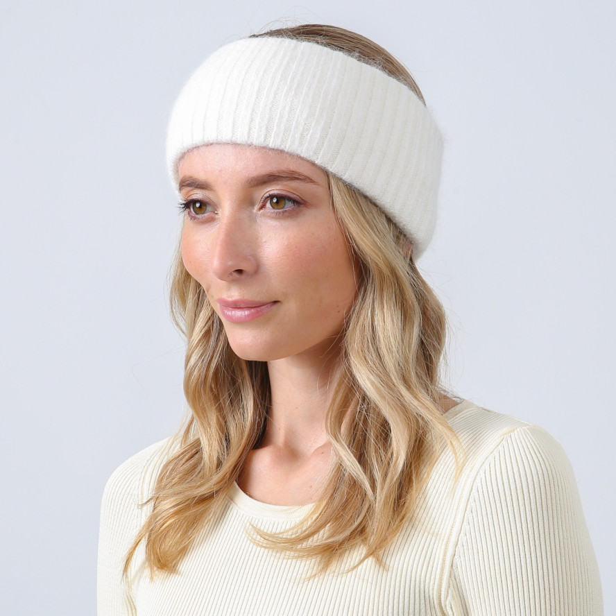 Пов'язка на голову жіноча віскоза з ангорою біла ЛЕАРА 880-429, фото 3