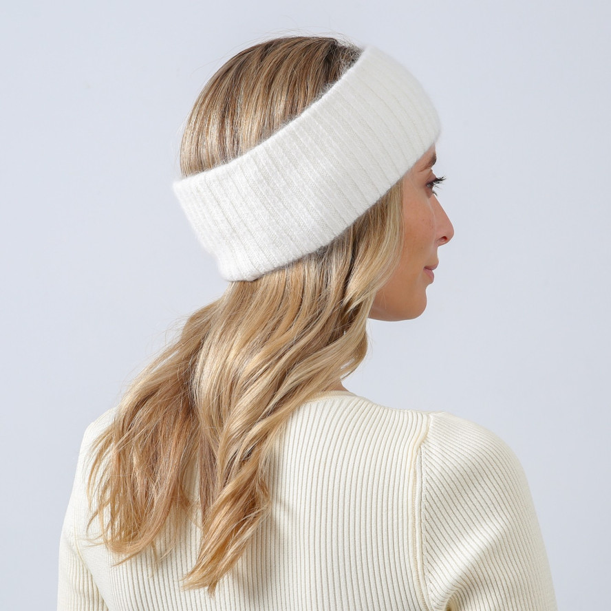 Пов'язка на голову жіноча віскоза з ангорою біла ЛЕАРА 880-429, фото 4