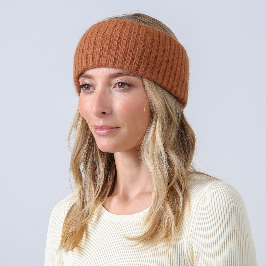 Пов'язка на голову жіноча віскоза з ангорою коричнева ЛЕАРА 880-443, фото 3