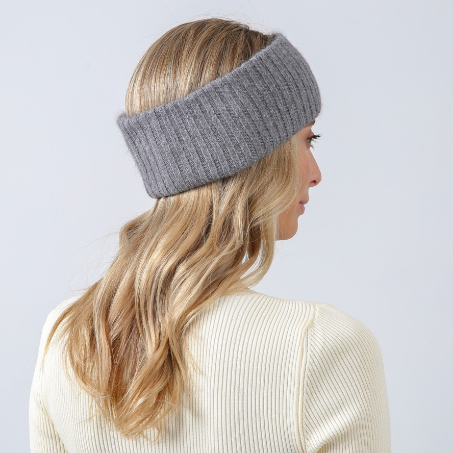 Повязка на голову женская вискоза с ангорой серая ЛЕАРА 880-450, фото 4