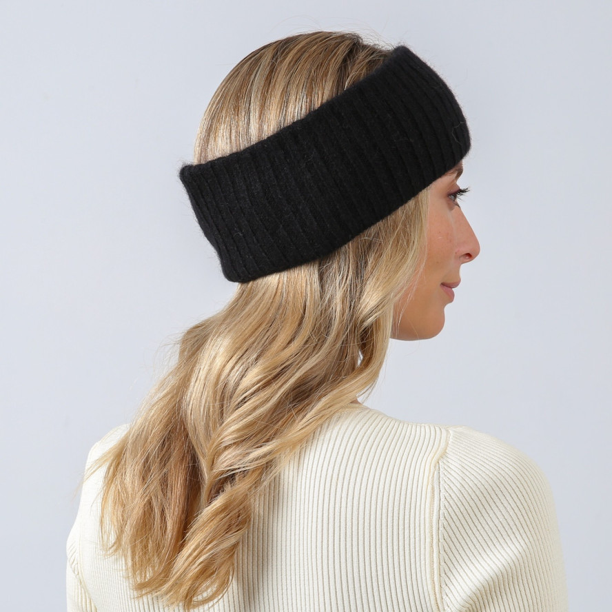 Пов'язка на голову жіноча віскоза з ангорою чорна ЛЕАРА 880-467, фото 4