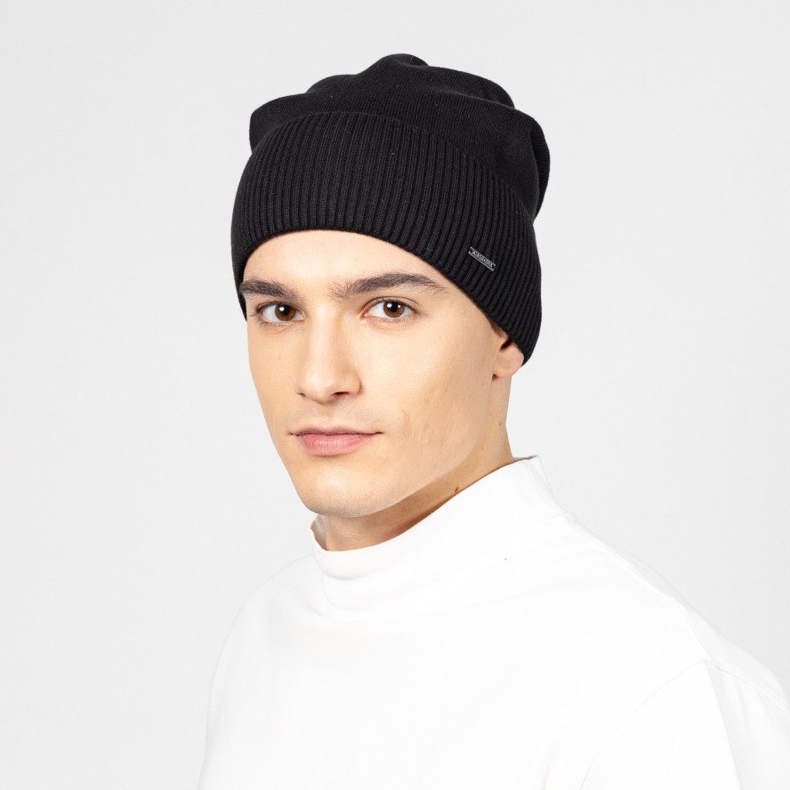 Шапка кулир мужская хлопок черная РИЧИ 092-061, фото 4