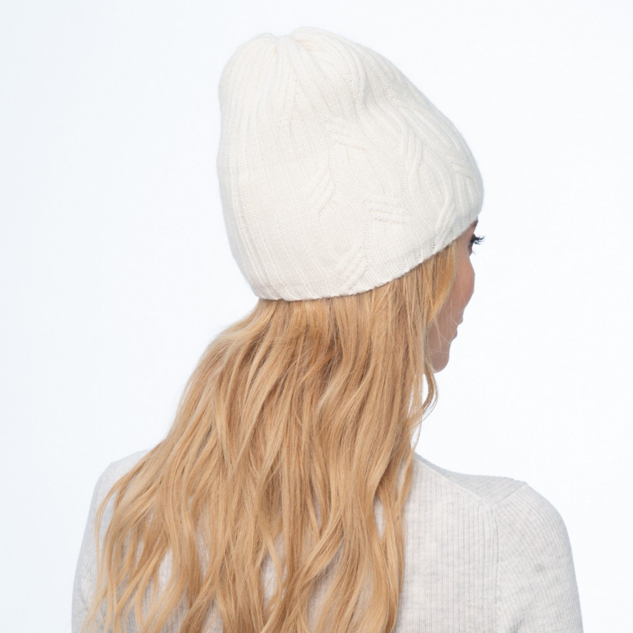 Шапка біні жіноча вовна біла AMALA 233-104, фото 4
