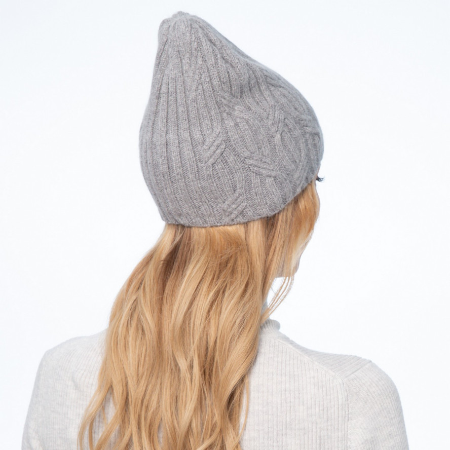 Шапка біні жіноча вовна сіра AMALA 233-111, фото 4