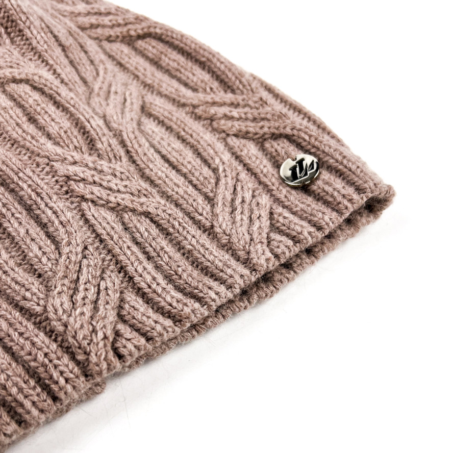 Шапка біні жіноча вовна бежева AMALA 357-039, фото 2