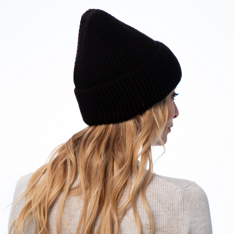 Шапка біні жіноча вовна чорна LUKE 924-385, фото 4