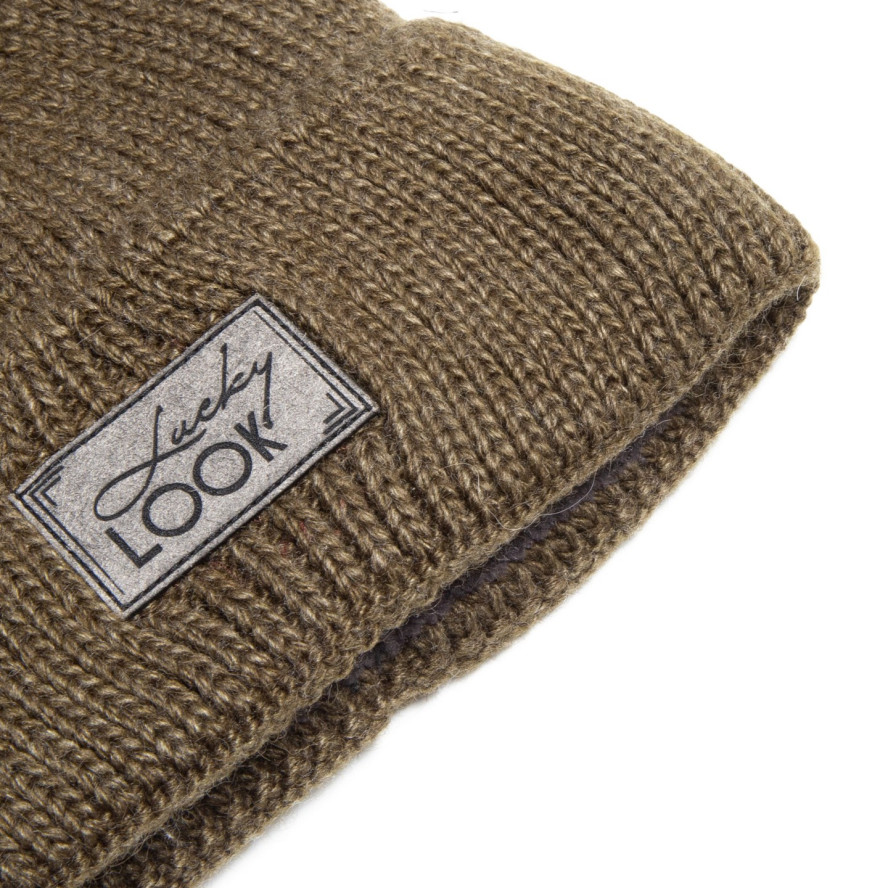 Шапка біні жіноча вовна хакі LUKE 924-422, фото 2