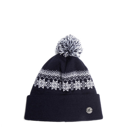 Шапка с помпоном мужская шерсть синяя PERCY 924-484