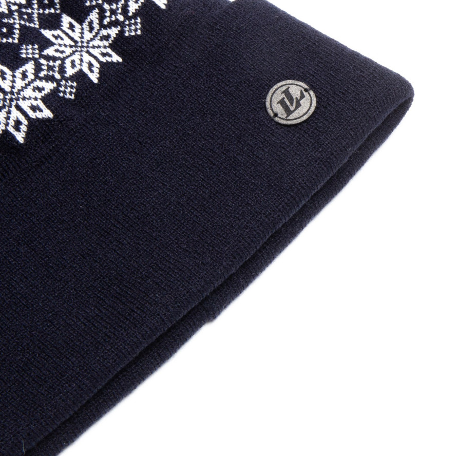 Шапка с помпоном мужская шерсть синяя PERCY 924-484, фото 2