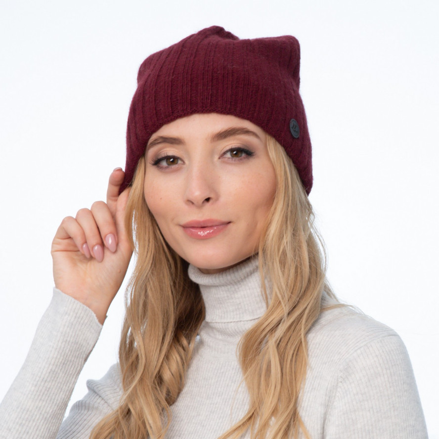 Шапка колпак женская шерсть бордовая LIORA 947-285, фото 3