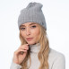 Шапка ковпак жіноча вовна сіра LIORA 947-292, фото 4