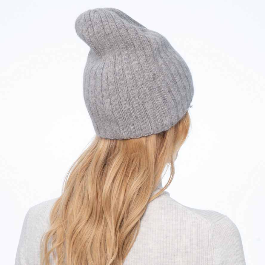 Шапка ковпак жіноча вовна сіра LIORA 947-292, фото 5