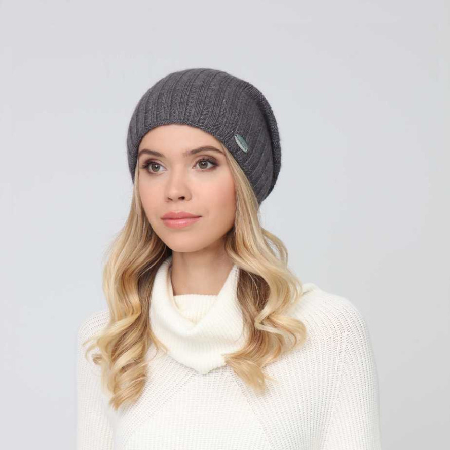 Шапка ковпак жіноча вовна сіра LIORA 947-308, фото 5