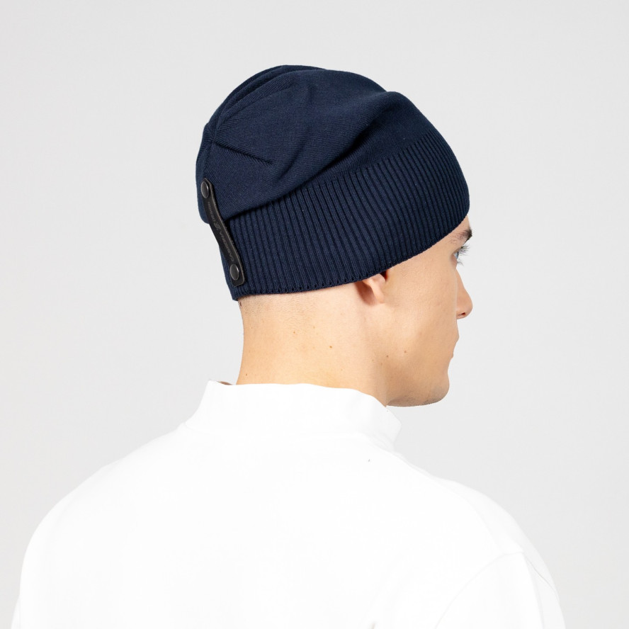 Шапка кулир мужская хлопок синяя ХОРИВ 950-445, фото 5