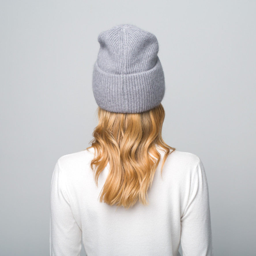 Шапка біні жіноча ангора сіра OLIVIA 974-571, фото 5