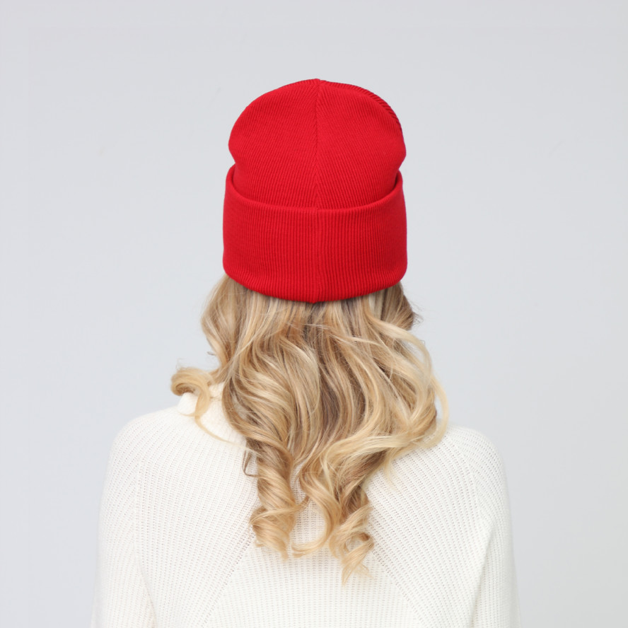 Шапка біні жіноча бавовна червона DOREEN 232-076, фото 5