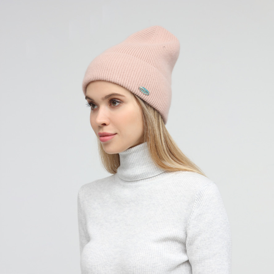 Шапка біні жіноча ангора бежева WILDE 251-923, фото 3