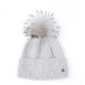 Шапка с помпоном женская шерсть мериноса серая NALINA 267-672, фото 1