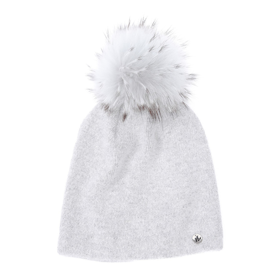 Шапка з помпоном жіноча ангора з люрексом сіра GISELE 273-338, фото 1