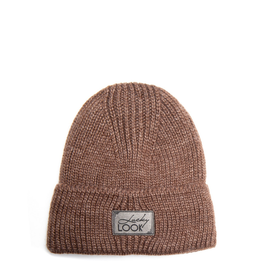 Шапка біні жіноча вовна коричнева LUKE 643-148, фото 1