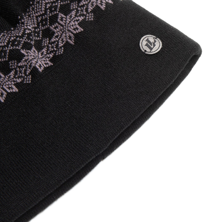 Шапка з помпоном жіноча вовна чорна PERCY 653-970, фото 2