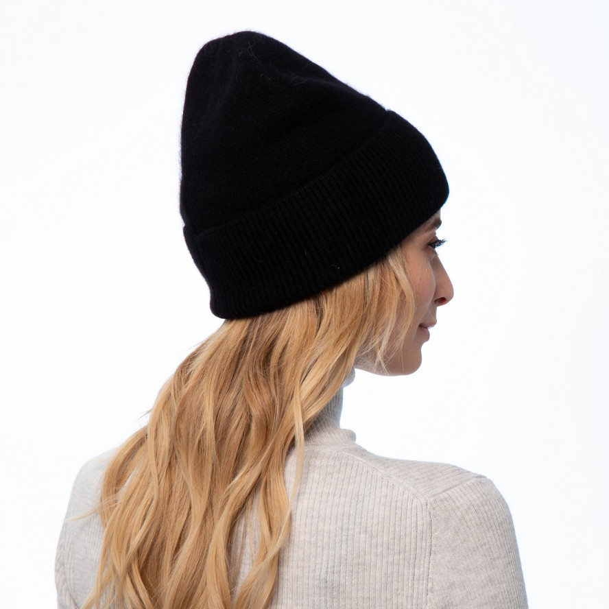 Шапка біні жіноча ангора чорна ISABELLA 658-708, фото 4