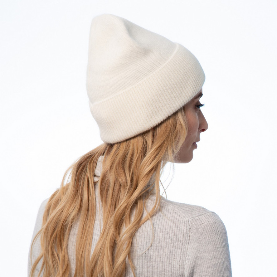 Шапка біні жіноча ангора молочна ISABELLA 658-722, фото 4
