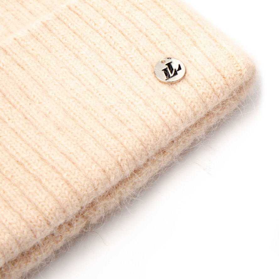 Шапка біні жіноча ангора бежева EMILY 658-753, фото 2