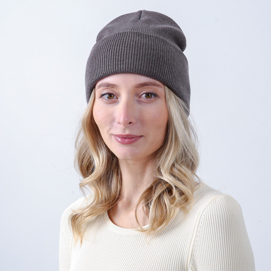 Шапка біні жіноча бавовна коричнева FREYA 660-435, фото 3