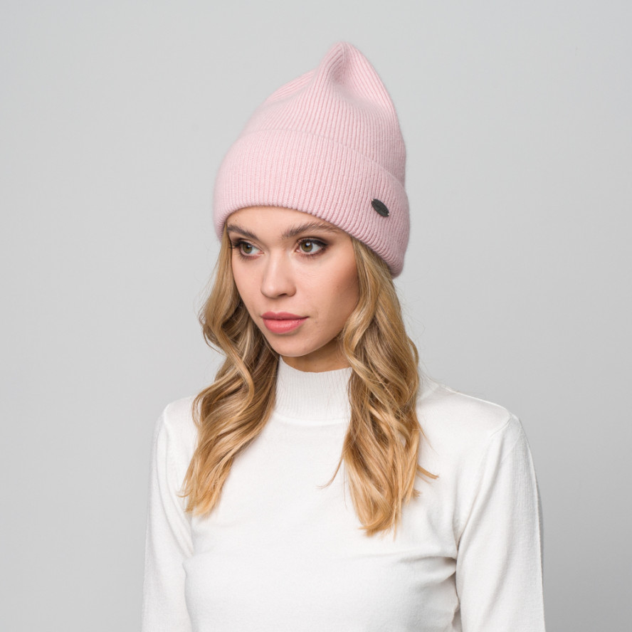 Шапка біні жіноча ангора рожева WILDE 661-937, фото 3