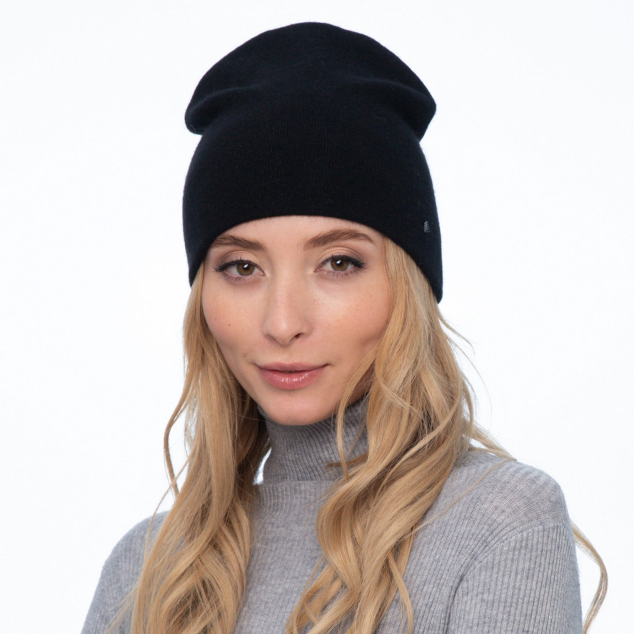 Шапка біні жіноча ангора з вовною чорна JACK 663-139, фото 3