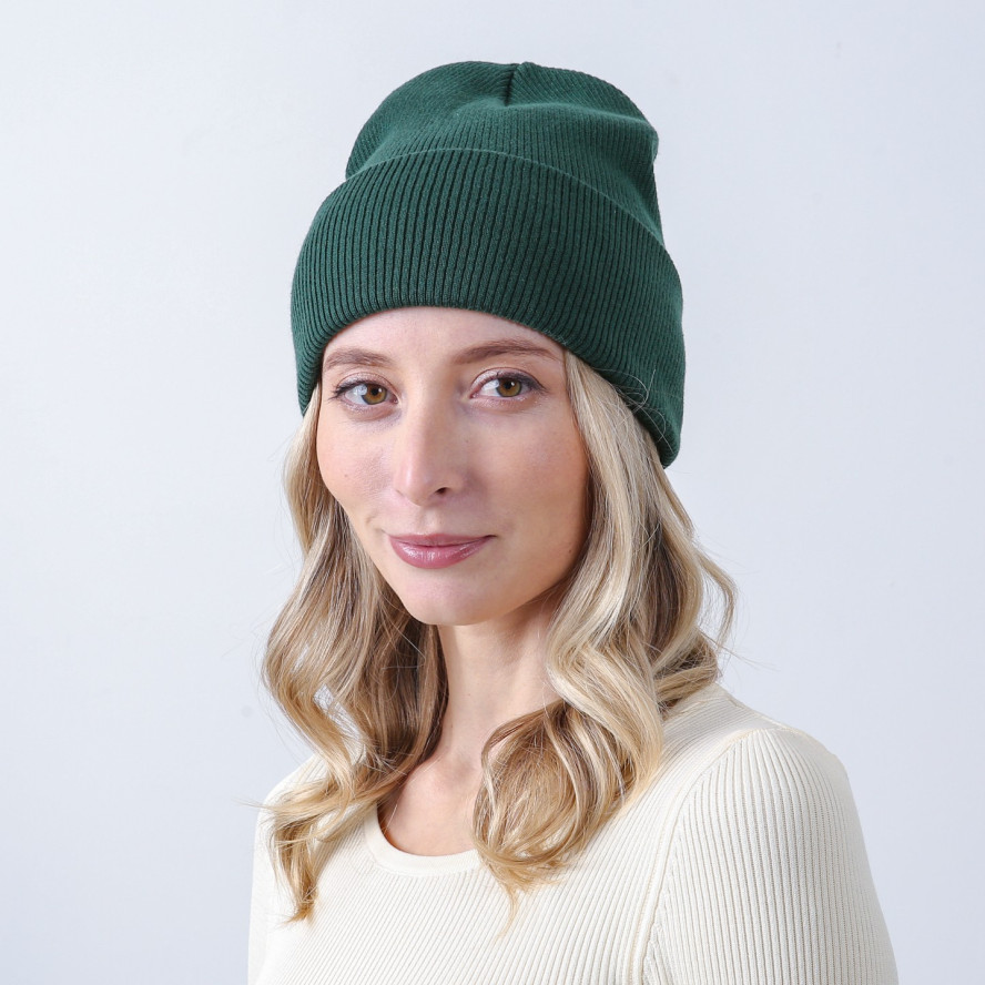 Шапка бини женская хлопок зеленая FREYA 667-687, фото 3