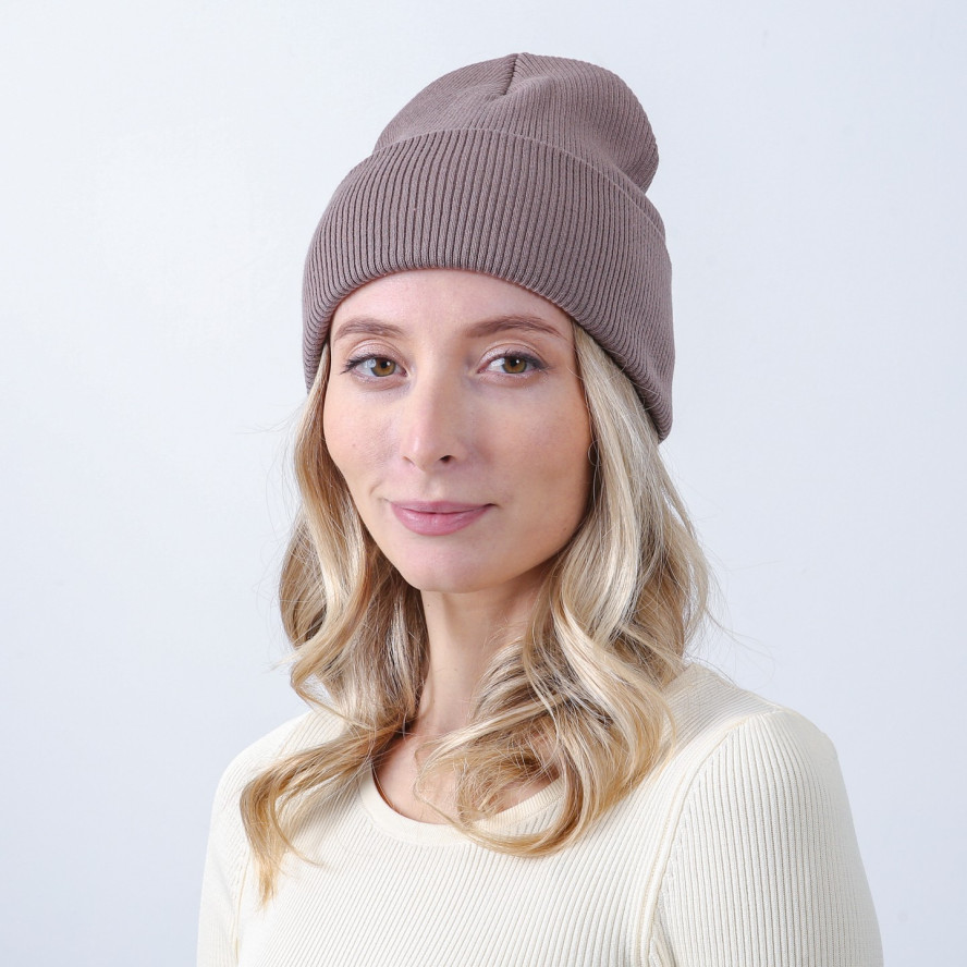 Шапка біні жіноча бавовна коричнева FREYA 667-694, фото 3