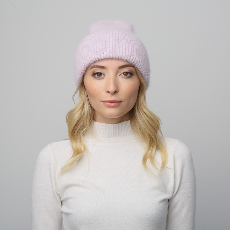 Шапка біні жіноча ангора рожева SOPHIA 669-582, фото 4
