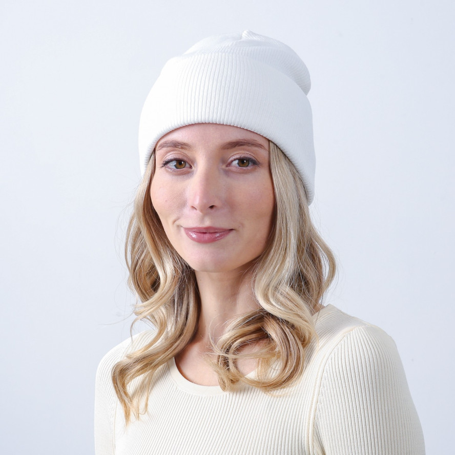 Шапка біні жіноча бавовна молочна FREYA 670-038, фото 3