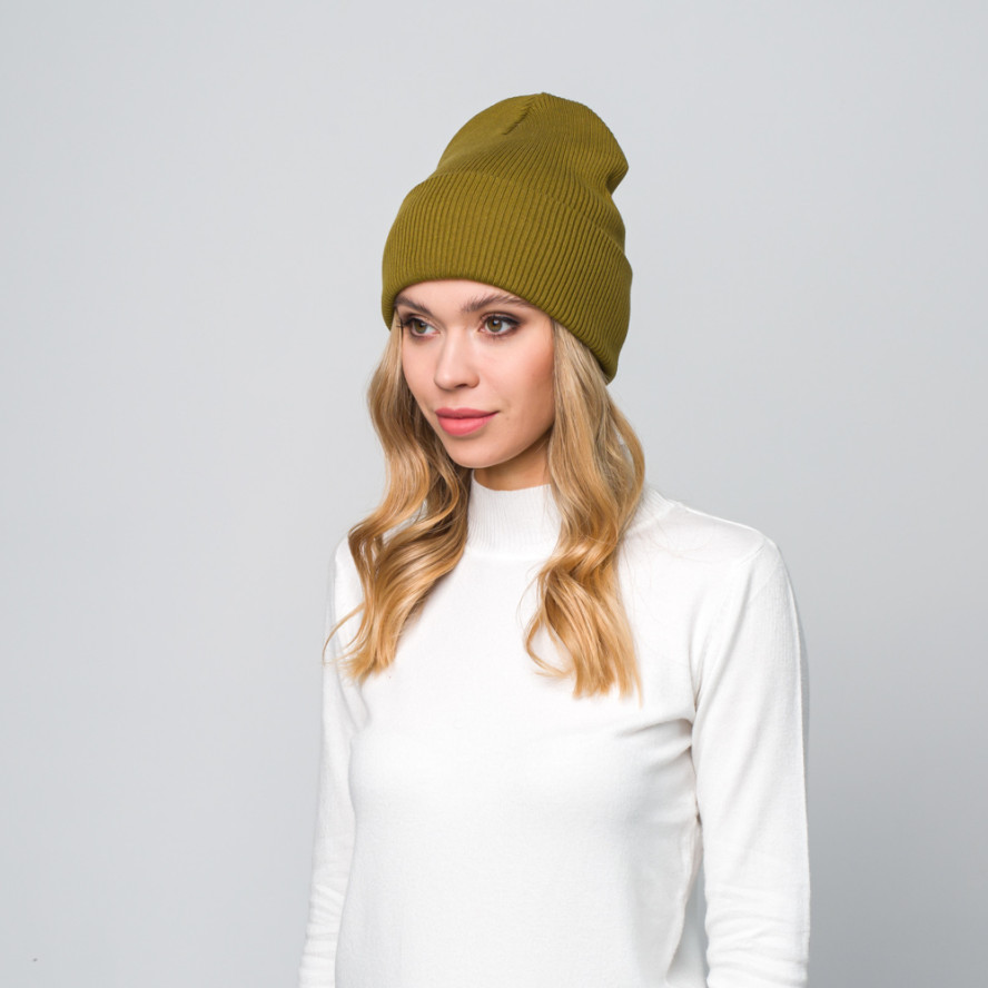 Шапка бини женская хлопок зеленая FREYA 670-052, фото 3