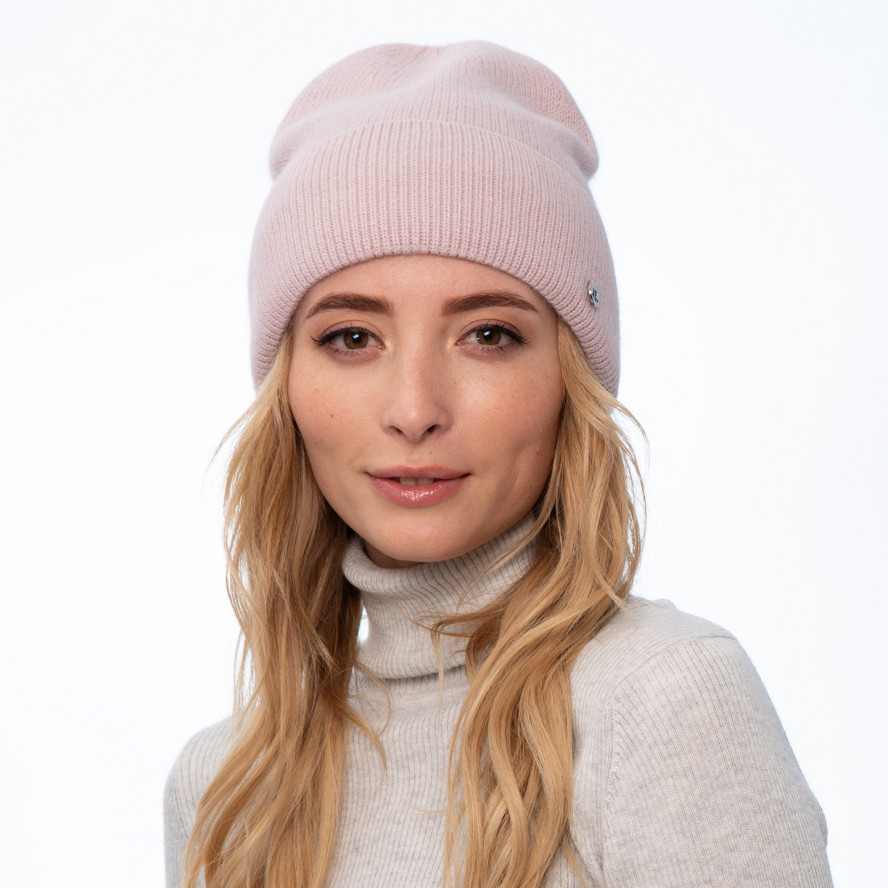 Шапка біні жіноча ангора рожева ISABELLA 685-476, фото 2