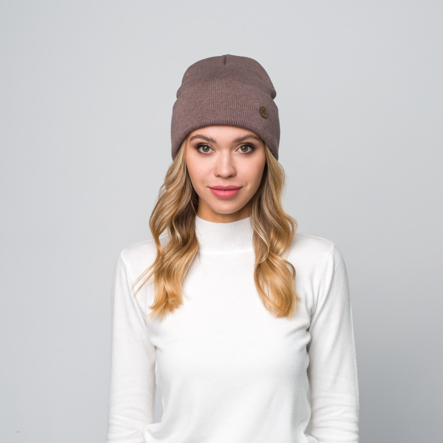 Шапка біні жіноча бавовна коричнева DOREEN 685-766, фото 4