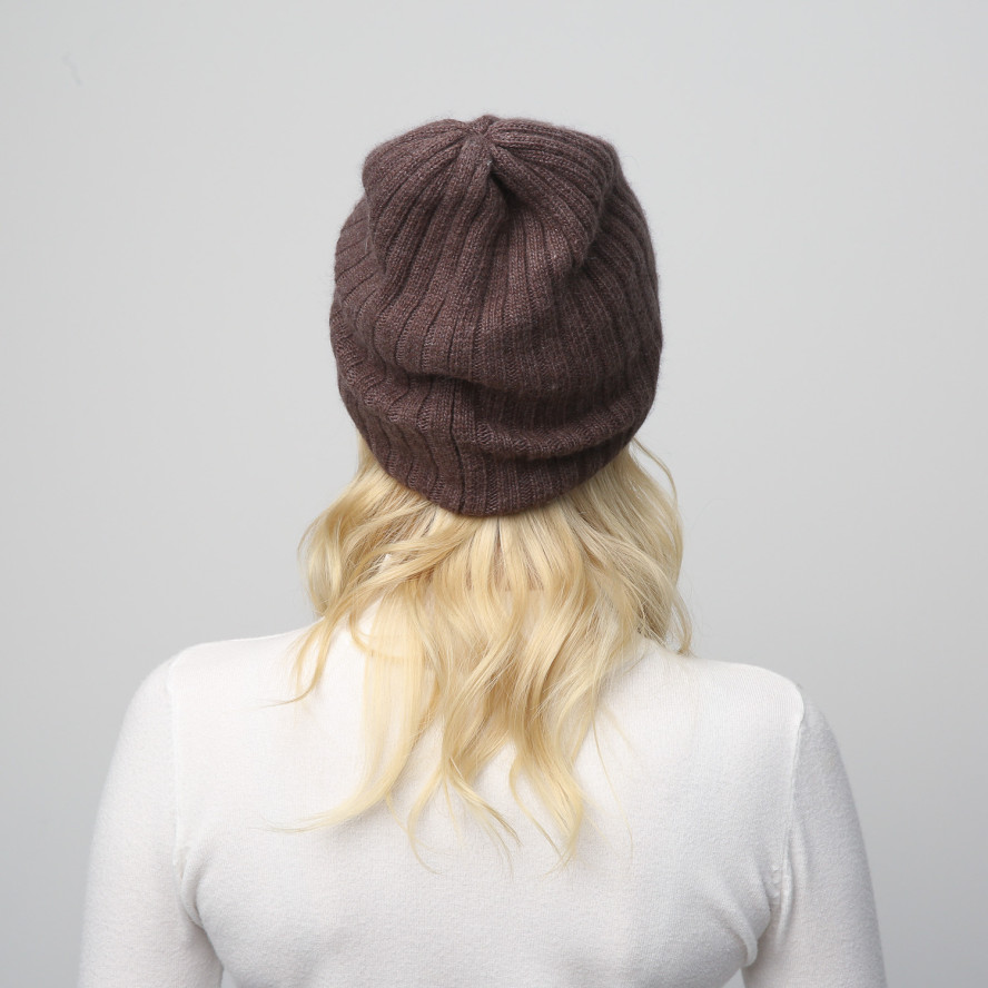 Шапка ковпак жіноча вовна коричнева LIORA 697-783, фото 6